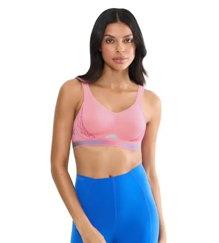 Triaction Cardio Flow P EX Bubble Gum Pink - Bügelloser Spacer Cup BH für intensives Training, bietet 70 % Bounce Control und hohe Atmungsaktivität. Breite, gepolsterte Träger sorgen für Komfort und weniger Reibung.