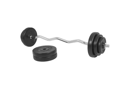 GORILLA SPORTS Hantel-Set SZ Curlstange 120cm - Hantelsets für effektives Oberarmtraining, mit 35 kg Gesamtgewicht, bänderschonender SZ-Curlstange und rutschfesten Hantelscheiben für sicheren Halt.