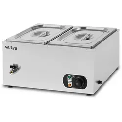 VERTES Speisenwärmer Buffetwärmer 1500W Edelstahl mit 2 GN Behältern 10L - Der VERTES Buffetwärmer ist ideal für Gastronomie und Catering. Mit 1500W Leistung und stufenloser Temperaturregelung bis 85°C hält er Speisen warm und schmackhaft. Inklusive 2 hygienischen GN Behältern für sofortigen Einsatz.