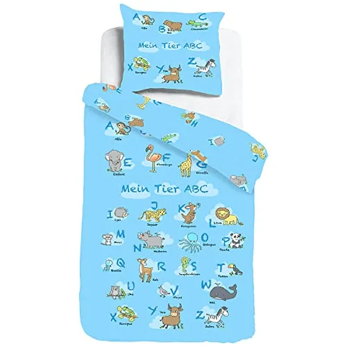 ESPiCO Kinderbettwäsche Mein Tier ABC, 2-teilig - Bettwäsche-Set für Tier-Freunde, mit alphabetischen Motiven von A bis Z, aus 100% Baumwolle für besten Schlafkomfort, atmungsaktiv und temperaturausgleichend, ideal für alle Jahreszeiten.