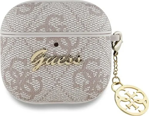 GUESS Schutzhülle für AirPods 4 - Rosa, 4G Charm Collection - Audio-Zubehör: Exklusive Guess Schutzhülle mit einzigartigem 4G-Muster und goldenen Anhänger für stilvollen Schutz und perfekten Sitz.