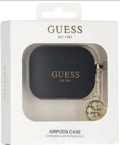 Guess 4G Charms Silicone Case für Apple Airpods Pro 2 - Schwarz - Audio-Zubehör, stylische und schützende Silikonhülle mit 4G Charms Design für individuellen Look und optimalen Schutz.