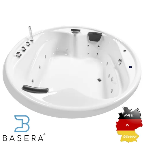 Basera® BASIC Indoor Podest-Whirlpool XXL Gomera 182 cm - Indoor-Whirlpool mit digitaler Steuerung und integrierten Massagedüsen für entspannende Wellnessmomente zu Hause. Ideal für 2 Personen, Made in Germany.
