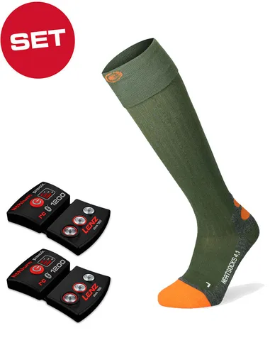 LENZ HEAT 4.1 Socken 2026 green/orange inkl. LITHIUM RCB 1200 Pack - 45-47