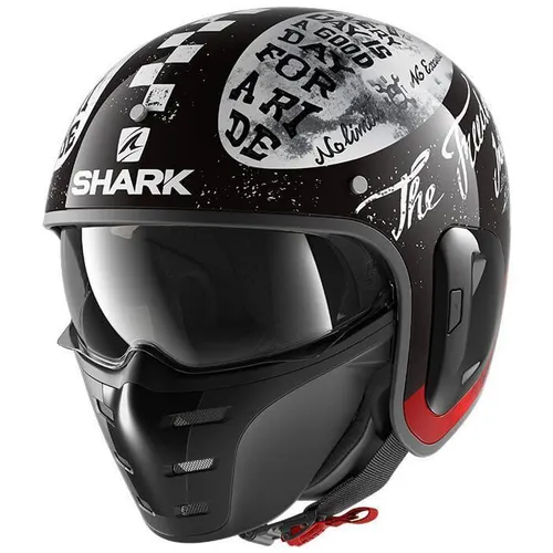 Shark S-Drak 2 Helm Tripp in Gloss Black White Red - Größe XS - Motorradhelm mit modernem Design, bietet optimalen Schutz und Komfort für anspruchsvolle Fahrer.