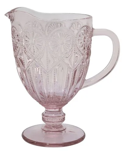 Chic Antique Kanne - Rosa Glas Wasserkrug 1 l mit Muster - Elegante Karaffe aus Glas mit ansprechendem Muster. Ideal für Getränke und ein echter Blickfang. Spülmaschinengeeignet, mit einem Volumen von 1 Liter und einer Höhe von 21,5 cm.
