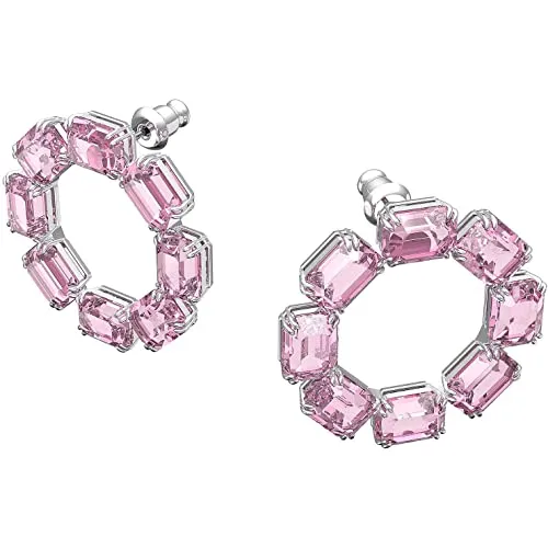 Swarovski Millenia Kreolen – Rhodinierte Ohrringe mit Rosé Swarovski Kristallen - Ohrringe für Damen, funkelnde rhodinierte Kreolen mit strahlenden roséfarbenen Kristallen im Oktagon-Schliff – das perfekte Accessoire für jeden Anlass.