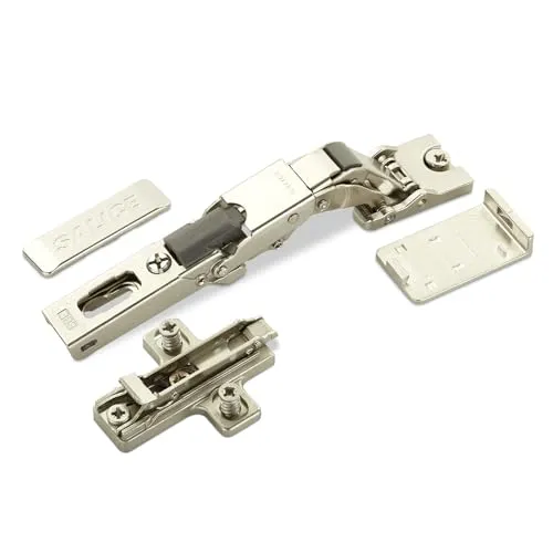 SO-TECH® Möbelbeschlag Set Salice Universalscharnier 110° - 2er Set für Glastüren mit Schließautomatik, ideal für moderne Möbel. Einfache Montage dank Klebeplatte und exzellente Einstellmöglichkeiten.