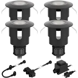 ledscom.de LED Bodeneinbauleuchte ATRIA für außen, IP65, schwarz, rund, 40mm Ø, kaltweiß (4er Set) - Energieeffiziente LED Bodeneinbauleuchte ATRIA für außen, robust und befahrbar, ideal für Garten und Terrasse. Einfache Montage und wetterfest mit Schutzart IP65.