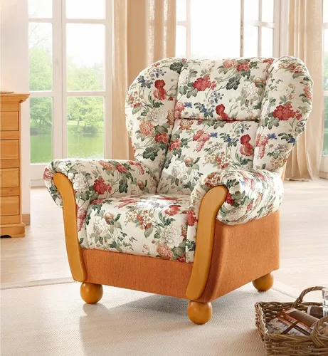 Home affaire Sessel Milano, bequemer Ohrensessel im Landhaus-Stil - Einzelsessel im klassischen Landhausstil mit hochwertigem Federkern und atmungsaktiver Polsterung für ultimativen Komfort. Perfekt für gemütliche Stunden vor dem Kamin oder in der Leseecke.
