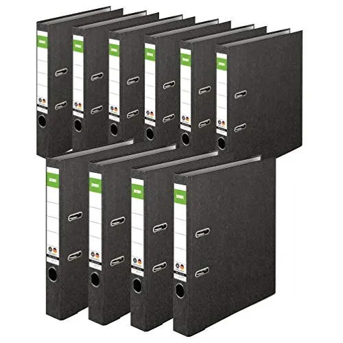 DINOR Wolkenmarmor Recycling Aktenordner 10er Pack Schwarz - Praktischer 10er Pack DIN A4 Aktenordner in Schwarz mit 5 cm Rückenbreite. Robuste Qualität mit Kantenschutz und hochwertiger Mechanik für eine einfache Handhabung.