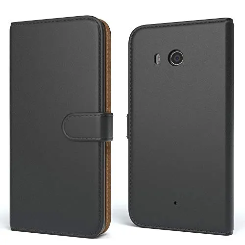 EAZY CASE Tasche kompatibel mit Huawei Ascend Y625 Schutzhülle mit Standfunktion Klapphülle im Bookstyle, Handytasche Handyhülle Flip Cover mit Magnetverschluss und Kartenfach, Kunstleder, Schwarz