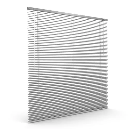 Victoria M. Aluminium Jalousie, 65 x 130 cm, Silber, Jalousie ohne Bohren, inkl. Klemmclips