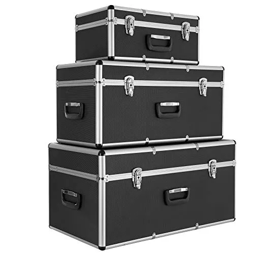 Arebos 3er Set Transportkoffer aus Aluminium - Robustes 3er Set Werkzeugkästen mit 200 L Gesamtvolumen, wasserdicht und abschließbar – ideal für sichere Aufbewahrung von Werkzeugen und Elektronik auf Reisen und im Alltag.