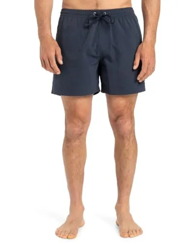 QUIKSILVER Everyday Solid Volley 15" Herren Boardshorts, M, Blau - Herren-Bademode aus 100% Polyester mit hydrophober PFC-freier Beschichtung und umweltfreundlichem Remade Supersuede – ideal für nachhaltigen Wasserspaß!