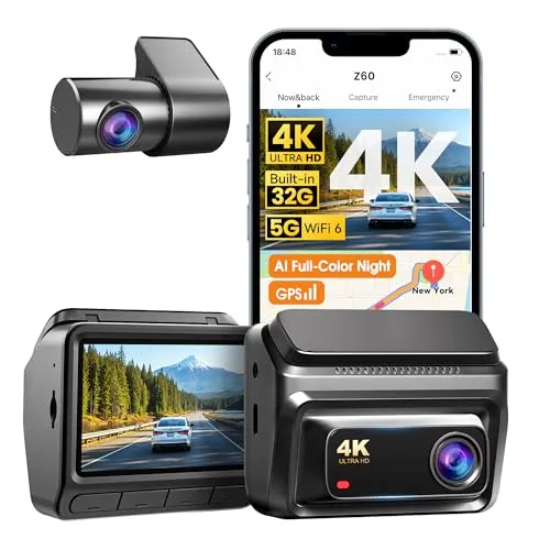 DDPAI Z60 Dashcam Auto Vorne Hinten 4K+1080P mit 32GB eMMC - Erleben Sie hochauflösende Aufnahmen mit der DDPAI Z60 Dashcam. Ideal für sicheres Fahren und Parken, bietet sie brillante Nachtaufnahmen und integrierten Speicher für wichtige Videos. Perfekt für den professionellen Einsatz im Auto.