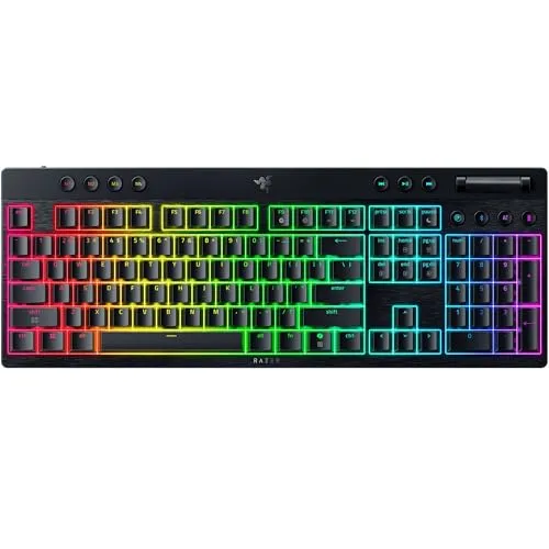Razer BlackWidow V4 Low-Profile HyperSpeed - Kabellose Gaming-Tastatur - Tastaturen mit Low-Profile Orange Switches für präzise, leise Eingaben und einer Akkulaufzeit von bis zu 980 Stunden. Ideal für Gamer und Vielschreiber!
