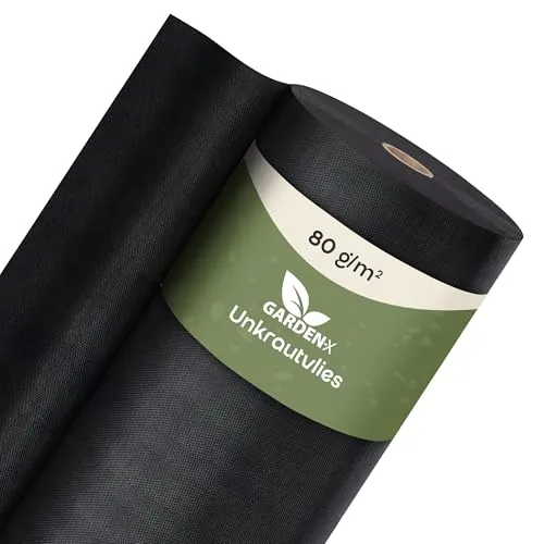 GARDENIX Gartenvlies gegen Unkraut - Unkrautvlies Wasserdurchlässig 80g/m² - Schwarz UV-beständig Folie 1 x 100m (100m²) Vlies Hochbeet, Unkrautschutzfolie, Gartenflies, Beetfolie Pflanzfolie