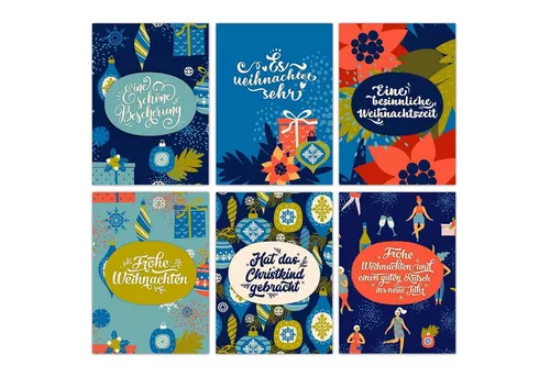 PAPIERDRACHEN Weihnachtskarte Weihnachtskarten Set - 12 gestaltete Postkarten zu Weihnachten
