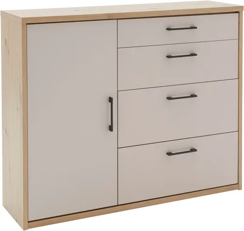 priess Hochkommode Warburg – hochwertige Kommode aus Deutschland - Funktionale Hochkommode mit sanft schließenden Schubladen und robusten Metallgriffen. Fertig montiert geliefert, bietet sie flexible Einlegeböden für optimale Stauraumnutzung. Ideal für stilvolles Wohnen!