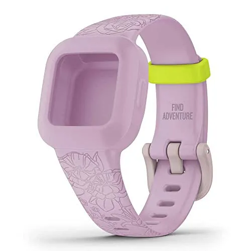 Garmin vivofit jr3 Wechselarmband Lilac Floral - Uhrenarmband für Sportmessgeräte, hochwertiges Silikon, einfaches Schnellwechsel-System für individuellen Look, passend für Handgelenke von 130-175 mm.