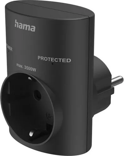 Hama Steckdosenadapter mit Überspannungsschutz - Sicherer Schutz für Ihre Geräte, ideal für Zuhause und Reisen mit erhöhtem Berührungsschutz