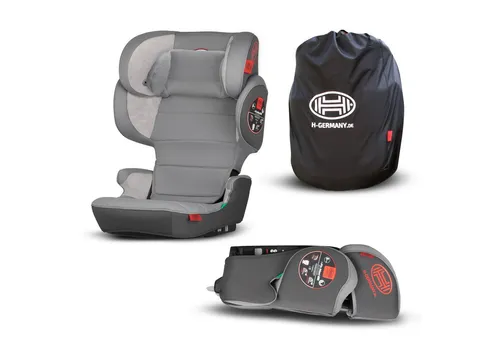 HEYNER faltbarer Autokindersitz mit Isofix und Tasche - Kindersitz für Kinder ab 4 Jahren, mit 14-fach verstellbarem Kopfstützen-System und praktischem Zubehör. Ideal für Sicherheit und Komfort auf Reisen.