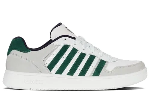 K-Swiss COURT PALISADES Sneaker - Sneaker low in Rain Forest/White/White, aus hochwertigem Leder und Synthetik, ideal für sportliche Aktivitäten mit leicht profiliertem Gummisohlenprofil.