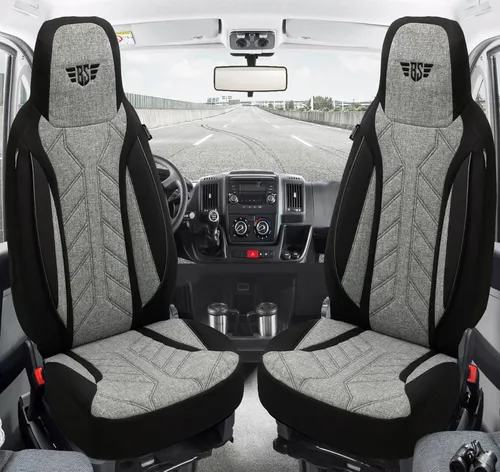BREMER SITZBEZÜGE für Toyota Aygo 2 (2014+) - Schwarz/Grau - Praktisches Set mit 2 Schonbezügen für Fahrer- und Beifahrersitz. Atmungsaktives Gewebe sorgt für hohen Komfort und einfache Pflege. Ideal zum Schutz Ihrer Sitze!