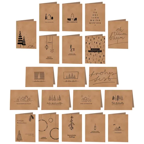 Klappkarten Weihnachtskarten Kraftpapier 20er SET Karten zu Weihnachten 20