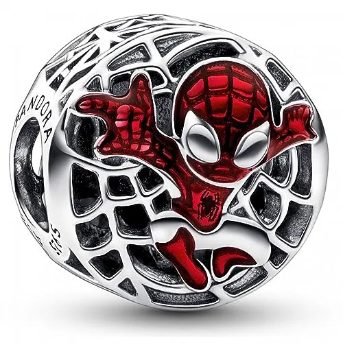 PANDORA Marvel Spider-Man Charm aus Sterling-Silber - Bead Charm für Damen, detailreiches Design mit Spider-Man und leuchtenden roten Emaille-Details – perfekt für dein Armband und eine Erinnerung an deine Superkräfte!