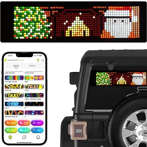 OBEST LED Anzeigetafel, 39x10.7cm Led Anzeige Programmierbar, Flexibles Laufschrift für Auto, LKW, Geschäft, Werbung, Bar, Hotel, Werbung, Smart APP, Bluetooth