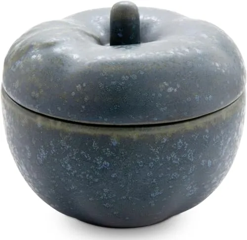 Bunzlauer Keramik Apfel-Bräter Bratapfelbräter mit Deckel Ø12,6 cm H11,6 cm Dekor ZIELON grün
