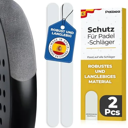Palbea Padel Schläger Schutz - Set mit 2 Stück - Grober & Leichter Padel Racket Rahmenschutz - Transparenter Schläger Tape - Langlebig & leicht austauschbar. Padle Tennis Schläger Maße 35x370mm