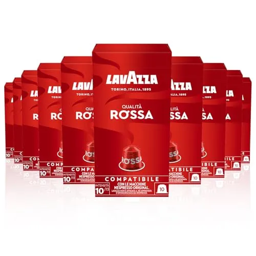 Nespresso Caps Lavazza Rossa Kapseln 10er Pack - Kaffee & Tee, genießen Sie italienische Kaffeekunst mit Lavazza Qualità Rossa Kapseln, kompatibel mit Nespresso Maschinen für perfekten Espresso.