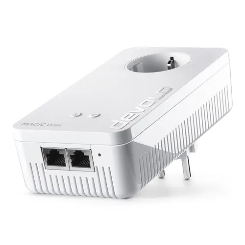 devolo Magic 2 WiFi next Erweiterungsadapter - Powerline Adapter für WLAN bis zu 2.400 Mbit/s, ideal zur nahtlosen Erweiterung Ihres bestehenden Netzwerks mit Mesh-Funktion für lückenloses Internet in jedem Raum.