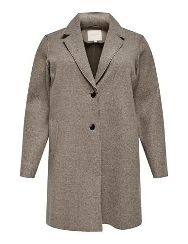 ONLY CARMAKOMA Damen CARNEW Carrie Bonded Coat - Stylischer Mantel in Caribou - Funktionsjacken, eleganter Reversmantel mit Fronttaschen und Knopfverschluss, ideal für kühle Tage.