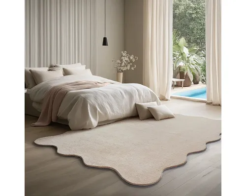 the carpet Teppich Relax Scallop – Kuscheliger Wohnkomfort mit Wellenform - Entdecke den Relax Scallop Teppich: Modernes Design mit wellenförmiger Silhouette, ideal für jeden Raum. Die weiche Oberfläche sorgt für Gemütlichkeit und ist pflegeleicht – perfekt für den täglichen Einsatz.