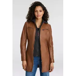 Mauritius Ledermantel Bente 2-in-1-Lederjacke - Funktionsjacke mit abnehmbarem Kapuzen-Inlay aus Jerseyqualität, modisch und figurbetont für stilvolle Auftritte.