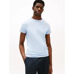 Tommy Hilfiger T-Shirt STRETCH SLIM FIT TEE - Herren-Shirt in Breezy Blue, aus elastischem Jersey mit Rundhalsausschnitt für optimalen Tragekomfort und lässigen Stil.