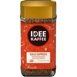 Idee Kaffee GOLD EXPRESS entkoffeinierter löslicher Kaffee, 200g - Kaffeebohnen, 100% entkoffeiniert für genussvollen Kaffee ohne Koffein – perfekt für entspannte Momente!