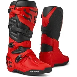 FOX Comp Motocross Stiefel, rot, Größe 50 für Männer - Motorradstiefel mit optimiertem Profil für maximalen Komfort und Passform. Robustes Mikrofaser-Kunstleder und umfassender Schutz für Zehen, Ferse und Gelenke.