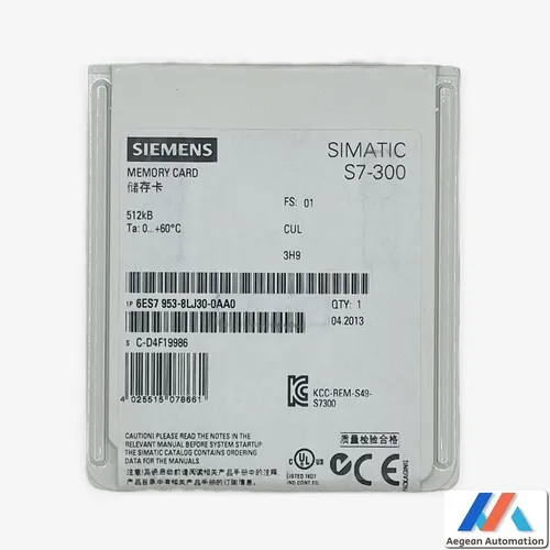 Siemens Simatic S7-300 MMC 512kB 6ES7953-8LJ30-0AA0 - SPS-Prozessoren mit 512kB Speicher, ideal für anspruchsvolle Automatisierungsprojekte und hohe Datenverarbeitung.