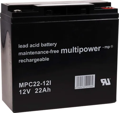 Powery Ersatzakku 12V 22Ah für Rollstühle und E-Scooter - Batterien & Akkus, zyklenfester Bleiakku mit hoher Kapazität von 22000 mAh für zuverlässige Energieversorgung in Rollstühlen und Wohnmobilen.