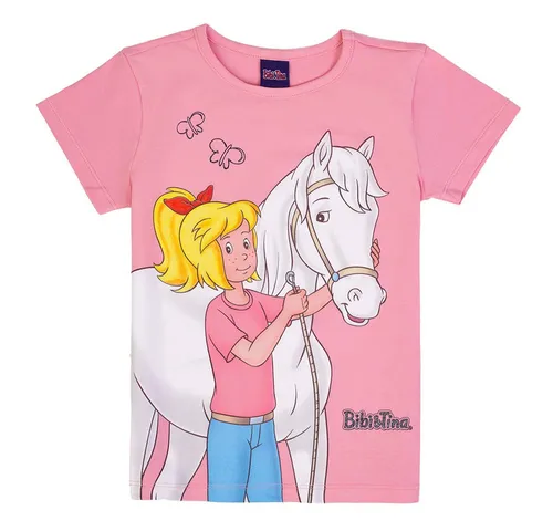 Bibi & Tina T-Shirt Bibi und Tina Mädchen T-Shirt weißes Pferd Sabrina sea pink (1-tlg)