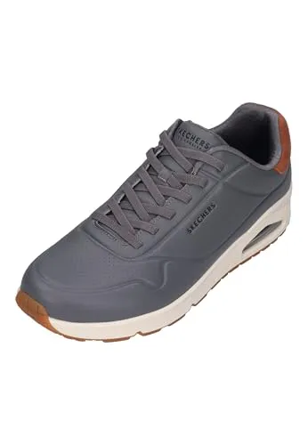 Skechers UNO Tailored AIR 183007 Char in Übergröße 48.5 EU - Stylischer Herren-Sneaker im modernen Street-Look mit Air-Cooled Memory Foam Innensohle für optimalen Komfort. Die flexible Gummisohle sorgt für rutschfesten Grip, während die sichtbare Luftpolster-Zwischensohle Dämpfung bietet.