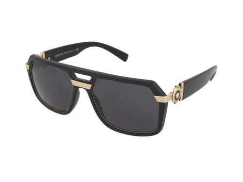 Versace Sonnenbrille VE 4399 GB1/87 - Grau - Stylische Sonnenbrille von Versace mit rechteckigem Rahmen und grauen Gläsern. Ideal für ein elegantes Outfit und perfekten Tragekomfort. Setzen Sie ein modisches Statement!