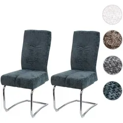 2er-Set Esszimmerstuhl HWC-G56, Freischwinger in Blau-Grün - Stühle aus hochwertigem Chenille-Stoff, bieten hohen Sitzkomfort und elegante Ziernaht, perfekt für stilvolle Esszimmer und Küchen.