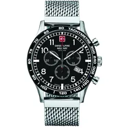 Swiss Alpine Military 1746.9137 Chrono 43mm 10ATM - Sportlicher Chronograph für Herren mit 10 ATM Wasserdichtigkeit und kratzfestem Mineralglas. Hochwertiges Edelstahlarmband sorgt für hohen Tragekomfort.