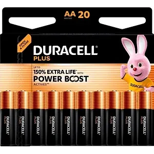 DURACELL Batterien PLUS Alkali-Mangan Mignon AA 1,5 V, 20 St.